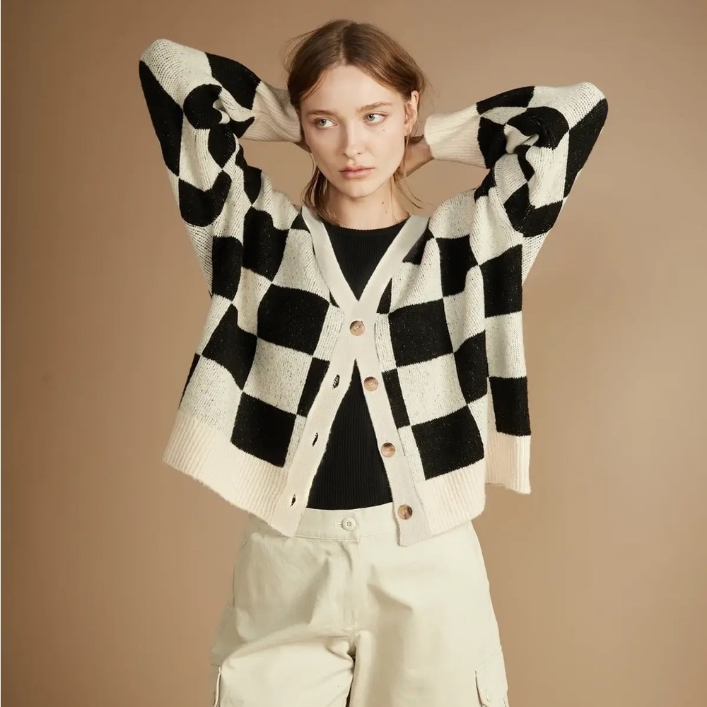 Oak + Fort Checkered cardigan NWT BRAND NEW, sold out